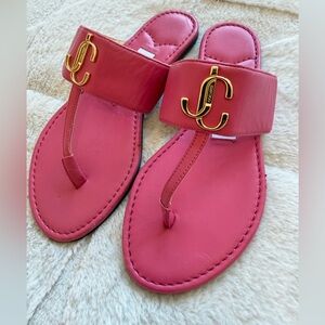 NEW! $595 Jimmy Choo Pink Thong Sandals Flip Flops 34 4